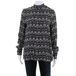 Set Abstract Long Sleeve High Neck Blouse Sz 4